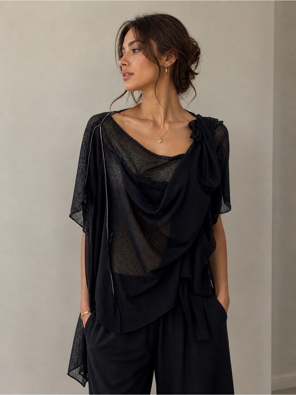Gorgeous Women’s Draped Overlaying Shirt/Top/Blouse/Tonic Size 1